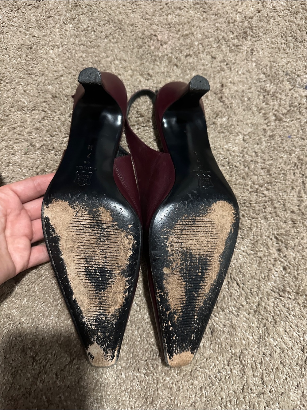 Via Spiga Burgundy Leather Slingback Pumps - Picture 6 of 7
